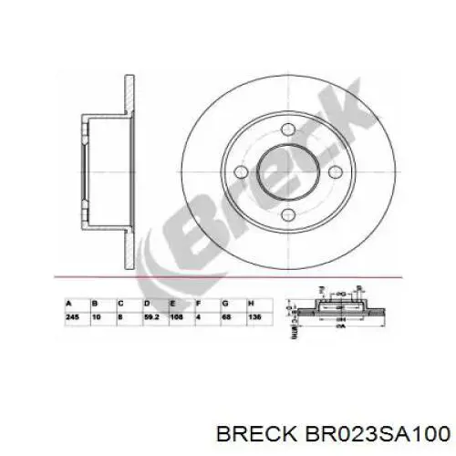 BR 023 SA100 Breck тормозные диски