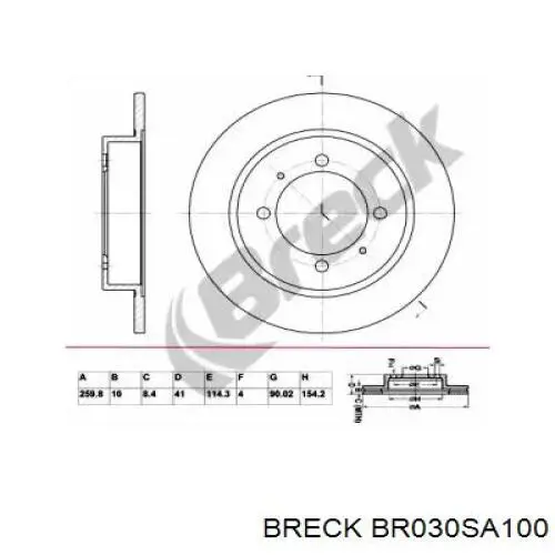 Тормозные диски BR030SA100 Breck