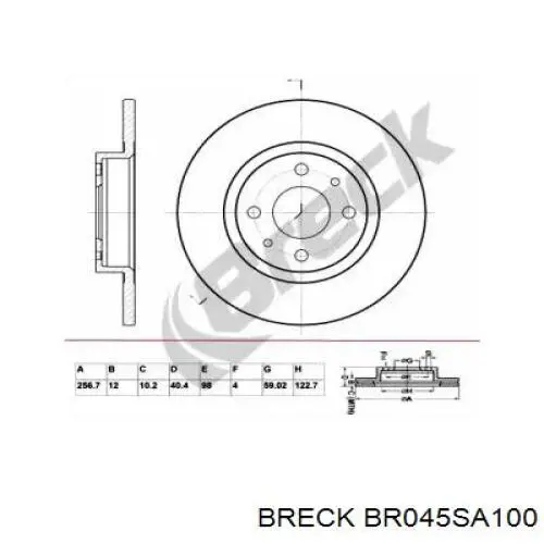 BR 045 SA100 Breck передние тормозные диски