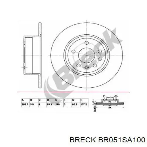 Тормозные диски BR051SA100 Breck