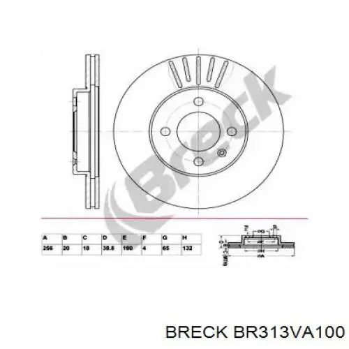 BR313VA100 Breck Диск тормозной передний