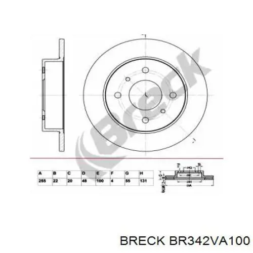 Передние тормозные диски BR342VA100 Breck