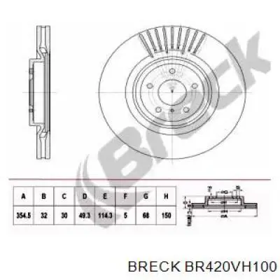 Передние тормозные диски BR420VH100 Breck