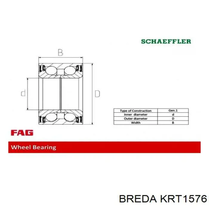 KRT1576 Breda Подшипник ступицы передней
