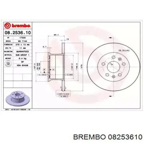 Передние тормозные диски 08253610 Brembo