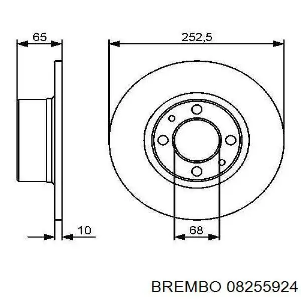 Тормоз дисковый передний Brembo 08255924 цена, от 26.54 USD