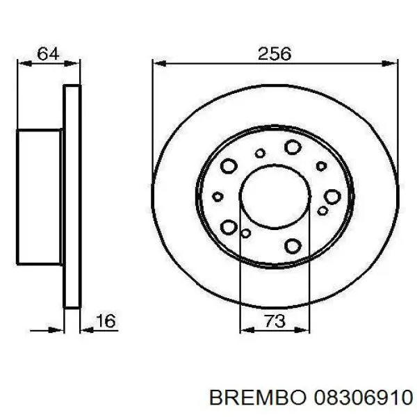 Передние тормозные диски 08306910 Brembo
