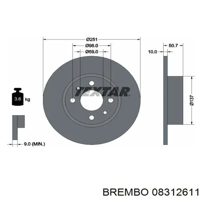 Купить 08312611 Brembo Диск тормозной задний