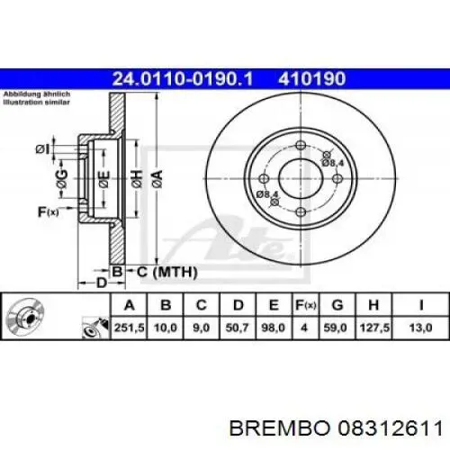 08312611 Brembo Дисковый тормоз