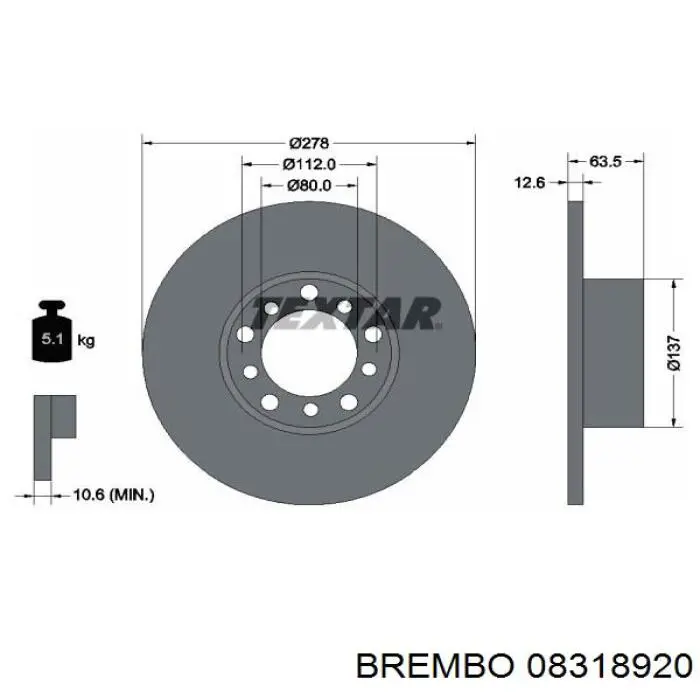 Купить 08318920 Brembo Ротор тормозной