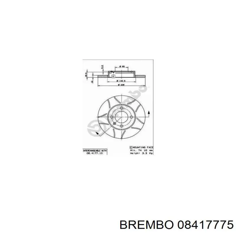 Передние тормозные диски 08417775 Brembo