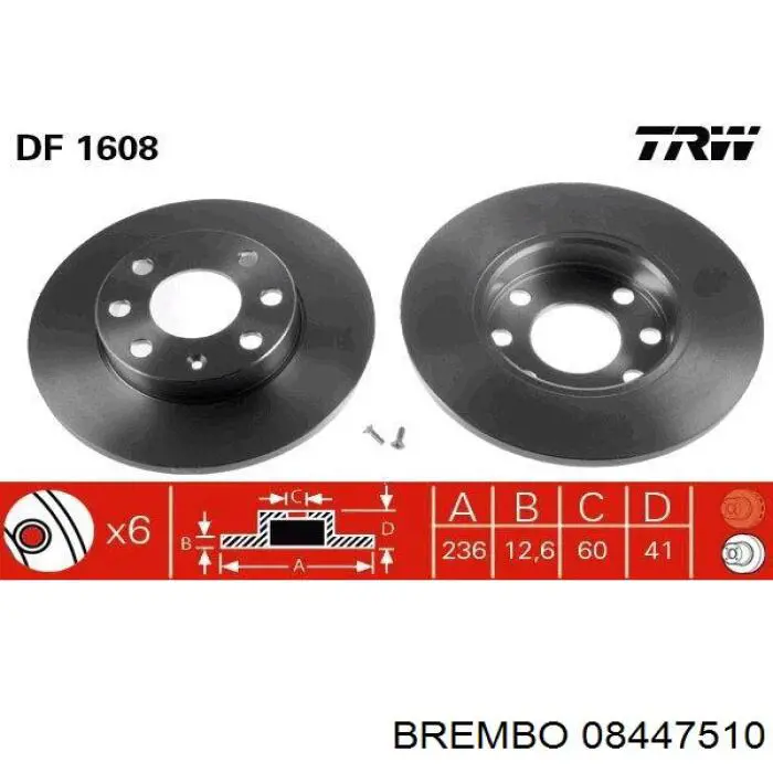 Тормоз дисковый передний Brembo 08447510 цена, от 22.52 USD
