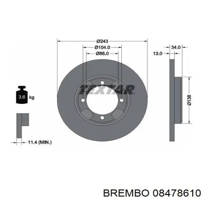 08478610 Brembo диск тормозной передний