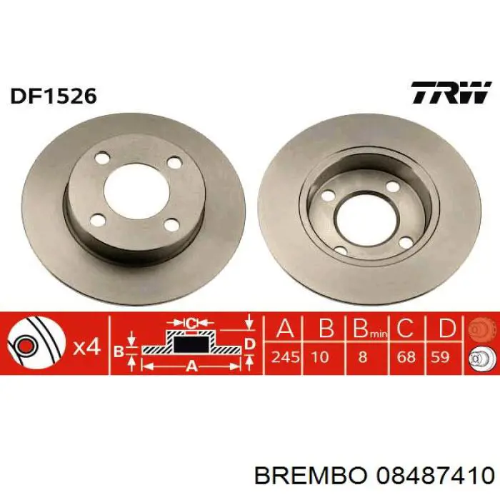 08.4874.10 Brembo диск тормозной задний