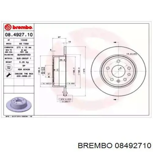 Тормозные диски 08492710 Brembo