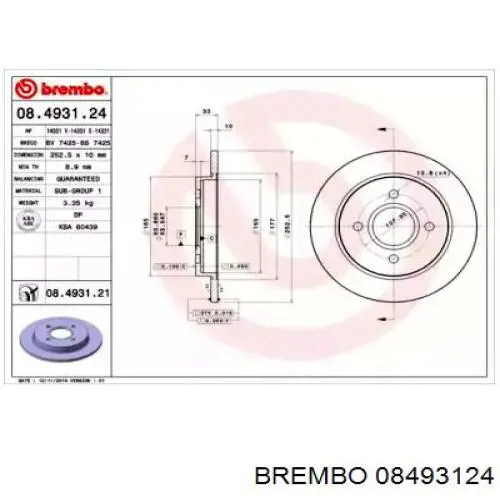 08.4931.24 Brembo диск тормозной задний