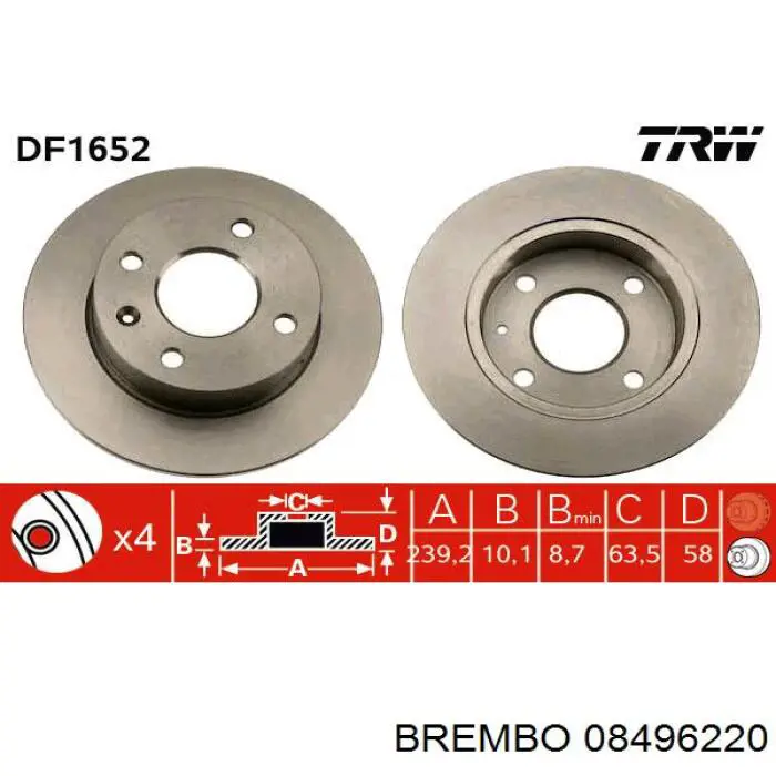 08496220 Brembo Диск тормозной передний