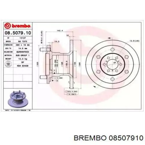 08507910 Brembo диск тормозной передний