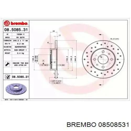 08.5085.31 Brembo disco do freio traseiro