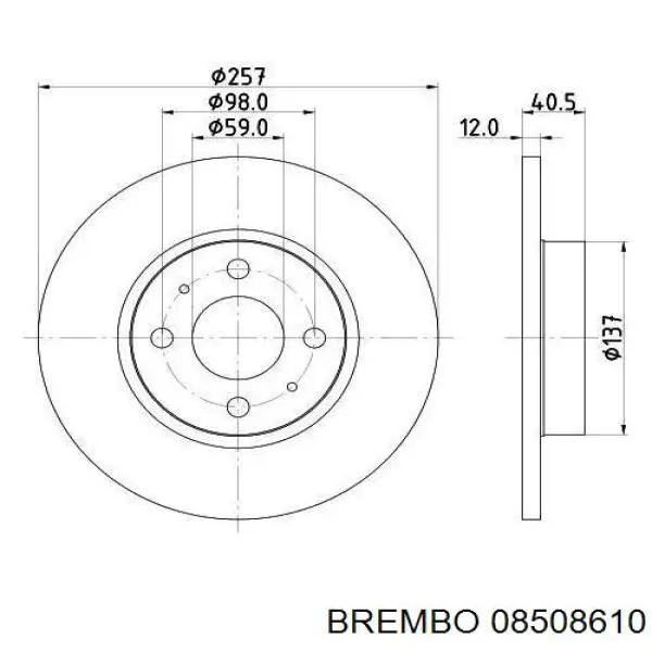Передний тормозной диск Brembo 08508610