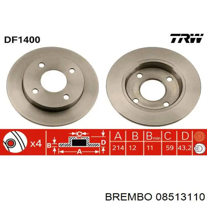 08513110 Brembo тормозные диски