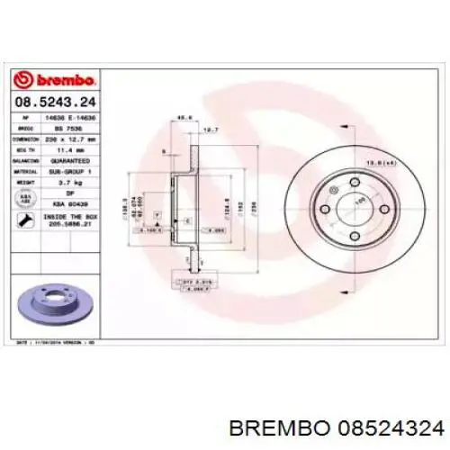08.5243.24 Brembo диск тормозной передний