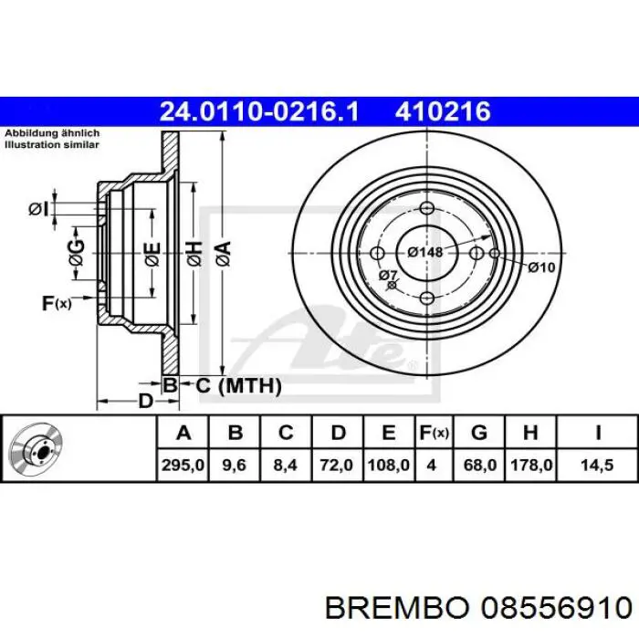 Тормозные диски 08556910 Brembo