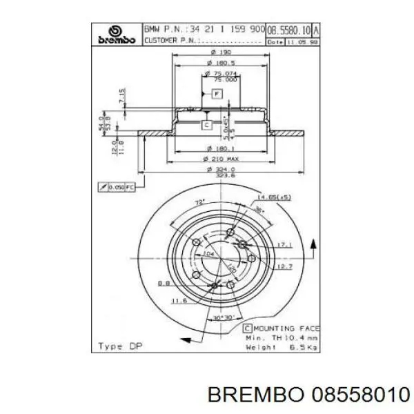 08558010 Brembo Дисковый тормоз