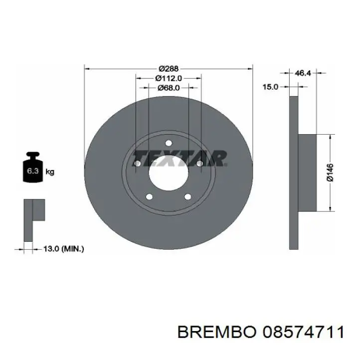 08574711 Brembo Диск тормозной передний