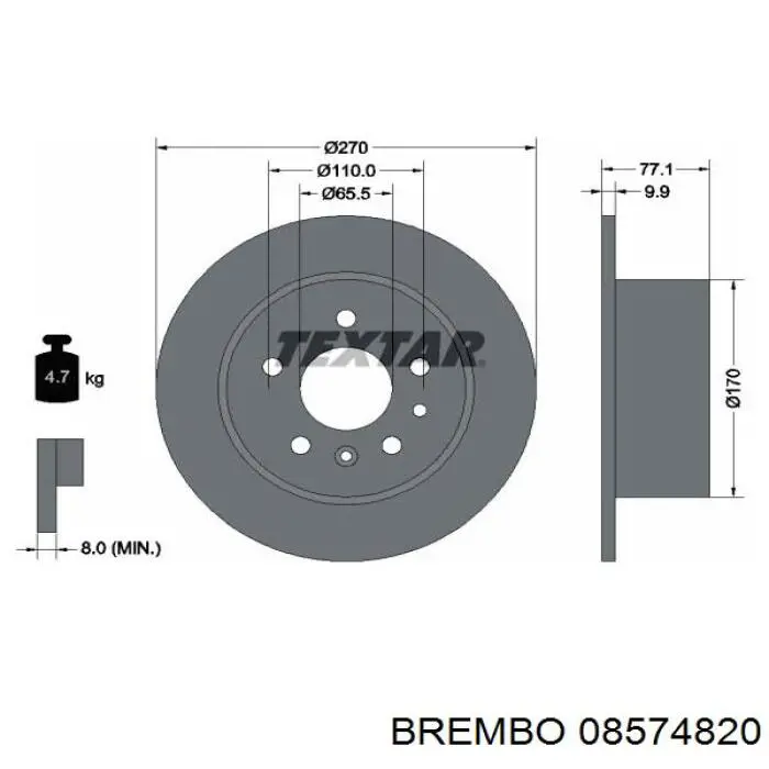 08574820 Brembo Дисковый тормоз