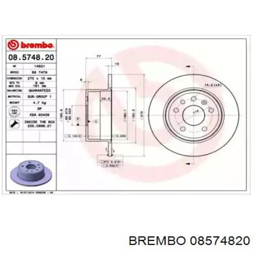 08.5748.20 Brembo диск тормозной задний