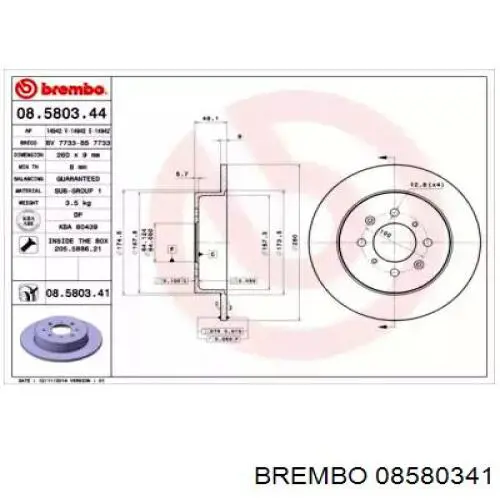 08.5803.41 Brembo диск тормозной задний