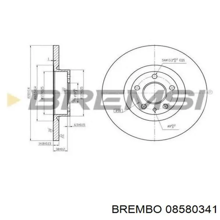 Тормозные диски 08580341 Brembo