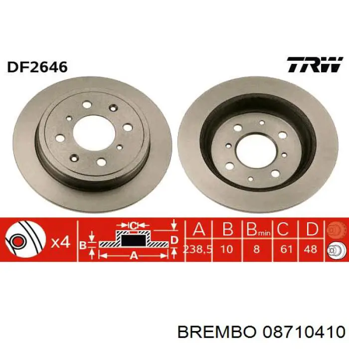 Тормозные диски 08710410 Brembo