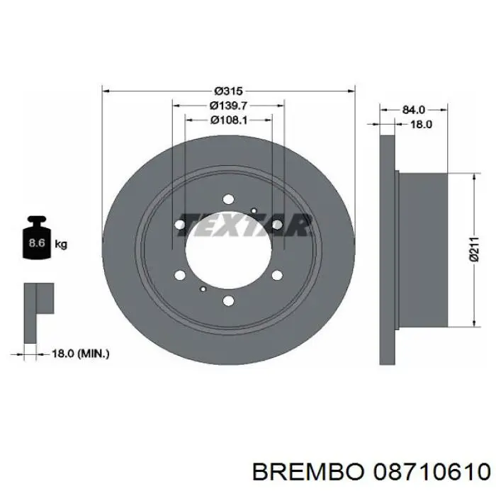 Купить 08710610 Brembo Диск тормозной задний