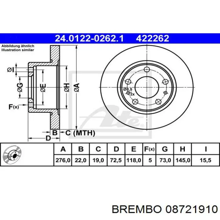 Тормоз дисковый передний Brembo 08721910 цена, от 38.02 USD