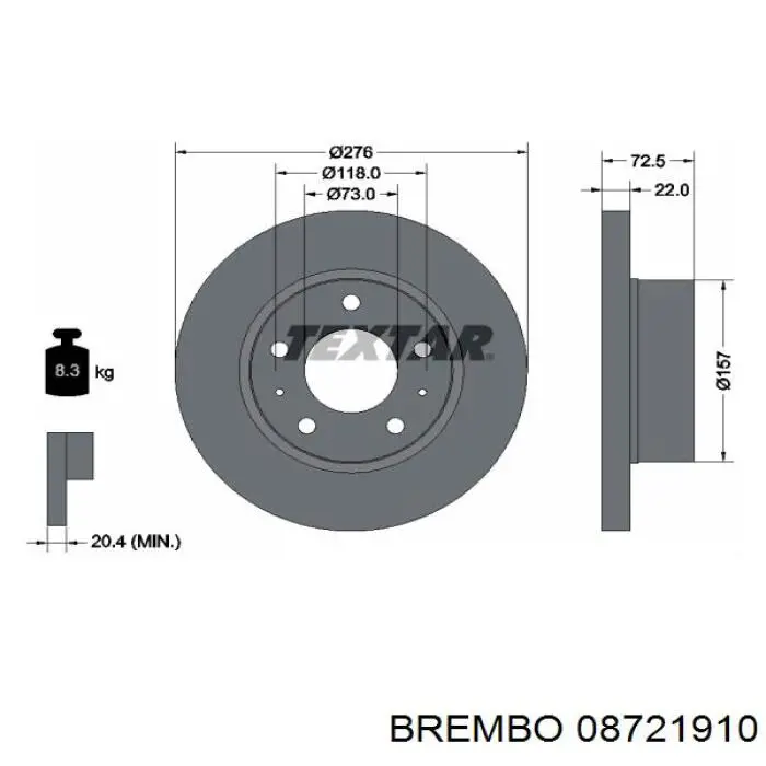 Передний тормозной диск Brembo 08721910