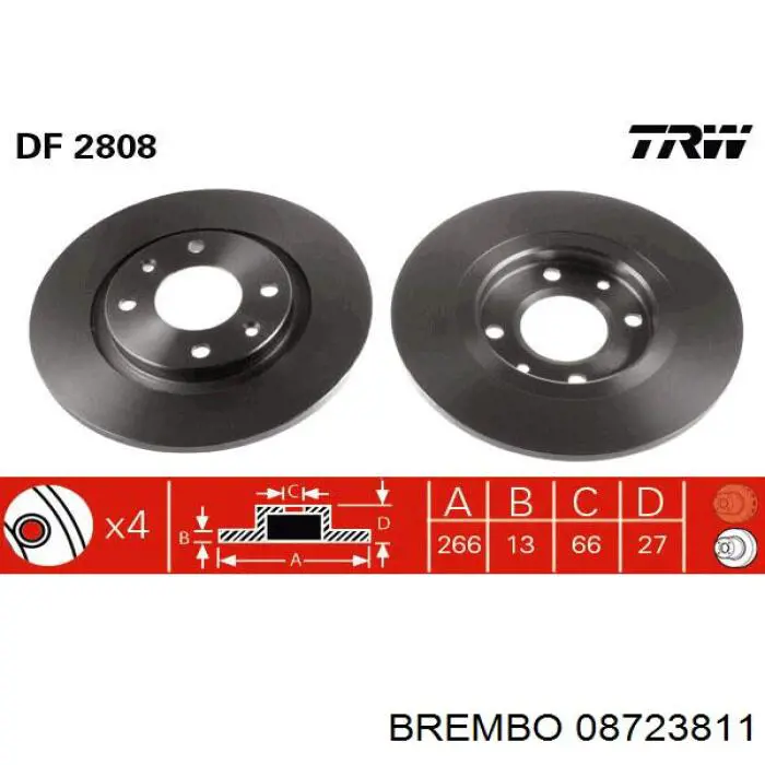 Тормоз дисковый передний Brembo 08723811 цена, от 31.36 USD
