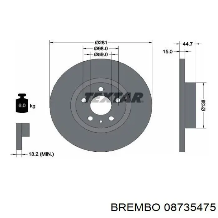 08735475 Brembo диск тормозной передний