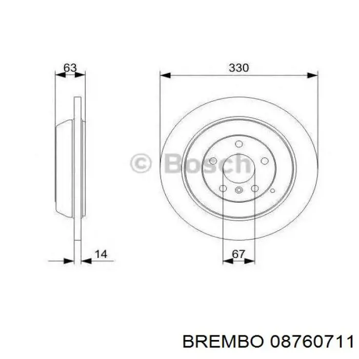 Задний тормозной диск Brembo 08760711 цена, от 63.49 USD