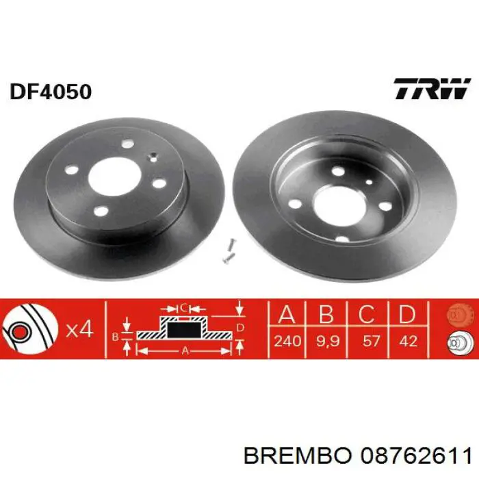 08762611 Brembo Дисковый тормоз