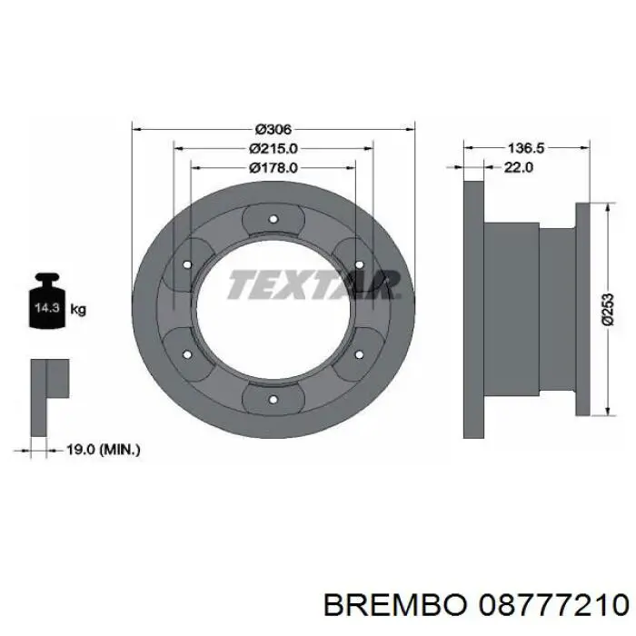 Тормозные диски 08777210 Brembo