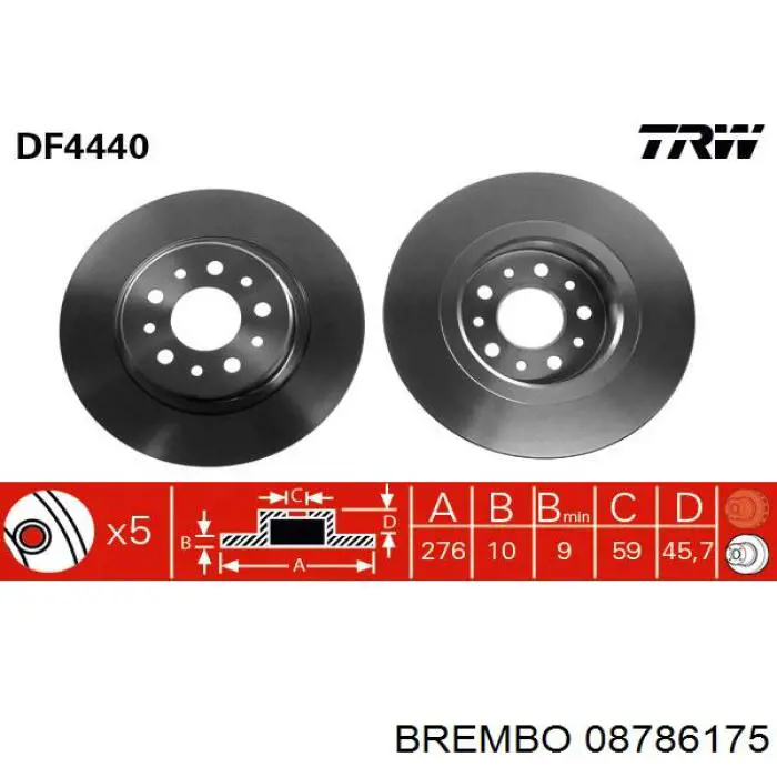 08.7861.75 Brembo диск тормозной задний