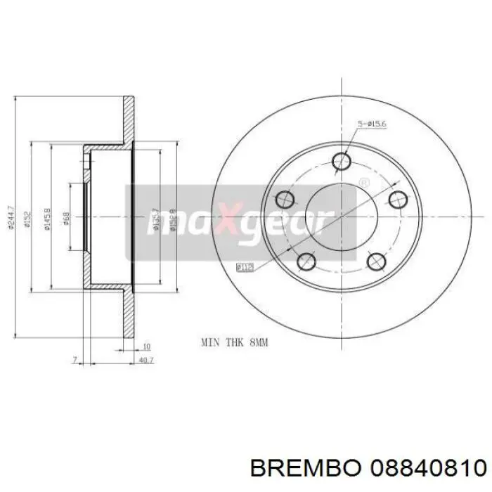 08840810 Brembo Дисковый тормоз