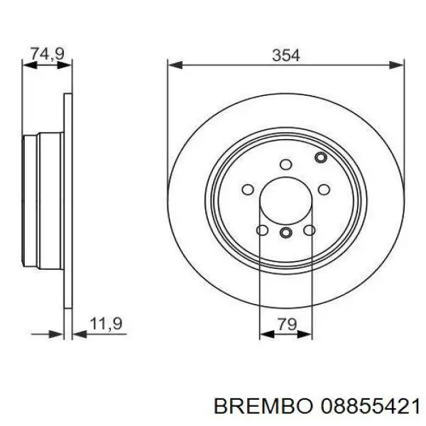 Задний тормозной диск Brembo 08855421 цена, от 65.21 USD