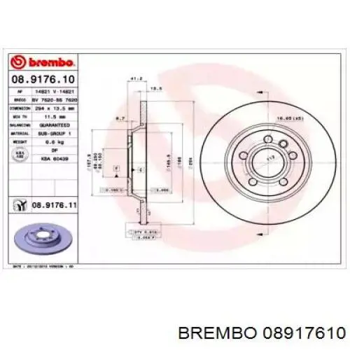 Тормозные диски 08917610 Brembo