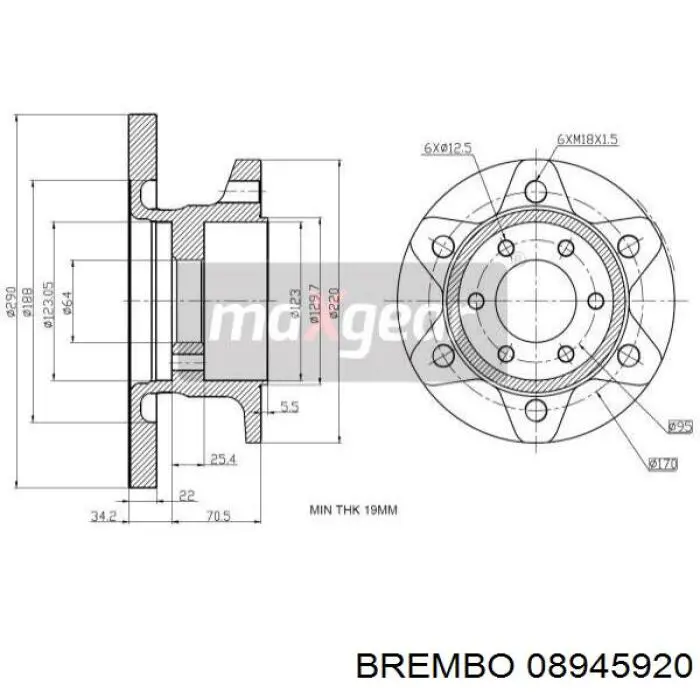 Тормоз дисковый передний Brembo 08945920 цена, от 77.85 USD