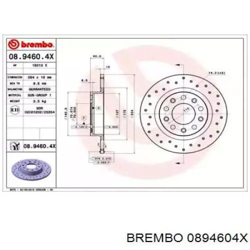 Тормозные диски 0894604X Brembo