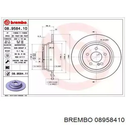 08958410 Brembo диск тормозной задний