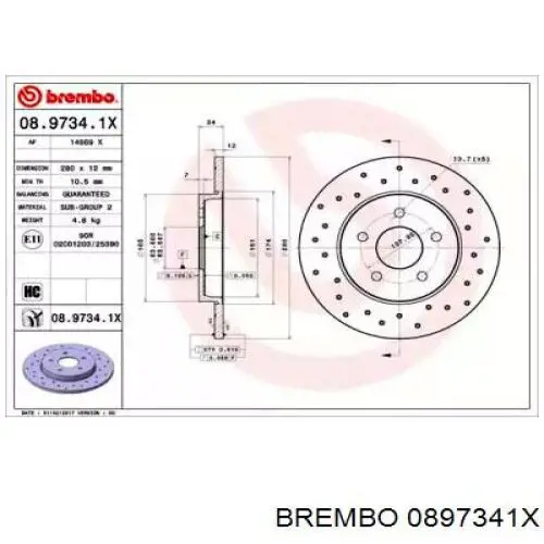 0897341X Brembo диск тормозной задний